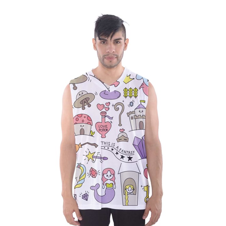 Fantasy-things-doodle-style-vector-illustration Men s Basketball Tank Top