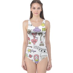 Fantasy-things-doodle-style-vector-illustration One Piece Swimsuit by Jancukart