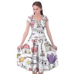 Fantasy-things-doodle-style-vector-illustration Cap Sleeve Wrap Front Dress by Jancukart