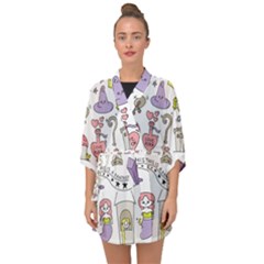 Fantasy-things-doodle-style-vector-illustration Half Sleeve Chiffon Kimono by Jancukart