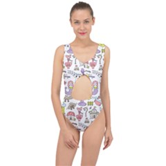 Fantasy-things-doodle-style-vector-illustration Center Cut Out Swimsuit