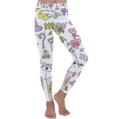 Fantasy-things-doodle-style-vector-illustration Kids  Lightweight Velour Classic Yoga Leggings by Jancukart