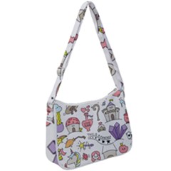 Fantasy-things-doodle-style-vector-illustration Zip Up Shoulder Bag