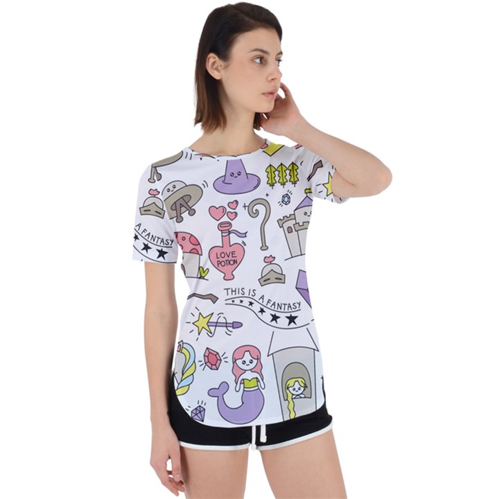 Fantasy-things-doodle-style-vector-illustration Perpetual Short Sleeve T-Shirt