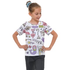 Fantasy-things-doodle-style-vector-illustration Kids  Mesh Piece Tee