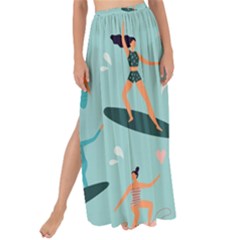 Beach-surfing-surfers-with-surfboards-surfer-rides-wave-summer-outdoors-surfboards-seamless-pattern- Maxi Chiffon Tie-up Sarong