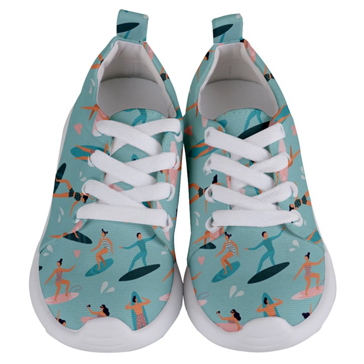 Beach-surfing-surfers-with-surfboards-surfer-rides-wave-summer-outdoors-surfboards-seamless-pattern- Kids  Lightweight Sports Shoes