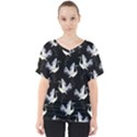 Crane-pattern V-Neck Dolman Drape Top View1