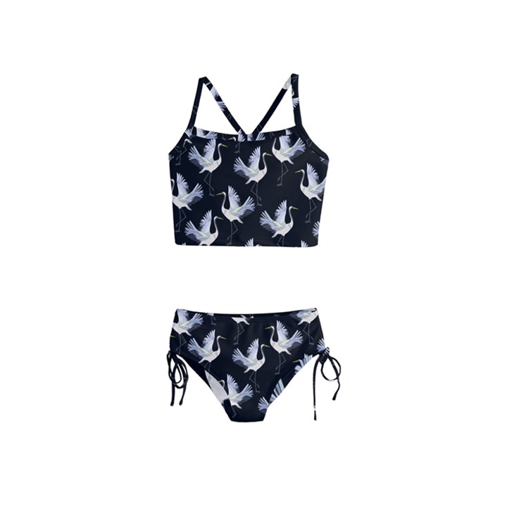 Crane-pattern Girls  Tankini Swimsuit