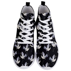 Crane-pattern Men s Lightweight High Top Sneakers