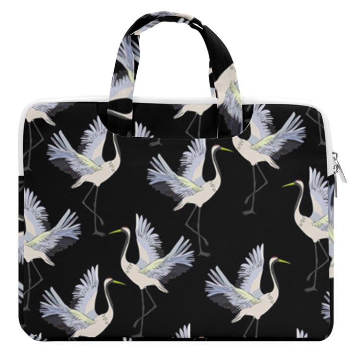 Crane-pattern MacBook Pro 13  Double Pocket Laptop Bag