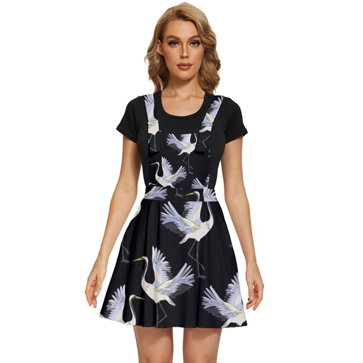 Crane-pattern Apron Dress