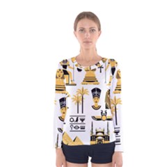 Egypt-symbols-decorative-icons-set Women s Long Sleeve Tee