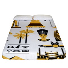 Egypt-symbols-decorative-icons-set Fitted Sheet (king Size)