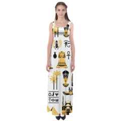 Egypt-symbols-decorative-icons-set Empire Waist Maxi Dress