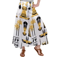 Egypt-symbols-decorative-icons-set Satin Palazzo Pants