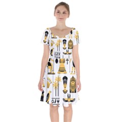 Egypt-symbols-decorative-icons-set Short Sleeve Bardot Dress