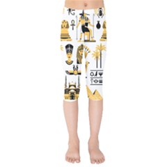 Egypt-symbols-decorative-icons-set Kids  Capri Leggings 