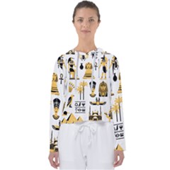 Egypt-symbols-decorative-icons-set Women s Slouchy Sweat