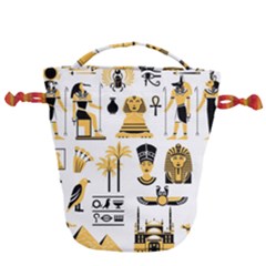 Egypt-symbols-decorative-icons-set Drawstring Bucket Bag