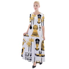 Egypt-symbols-decorative-icons-set Half Sleeves Maxi Dress