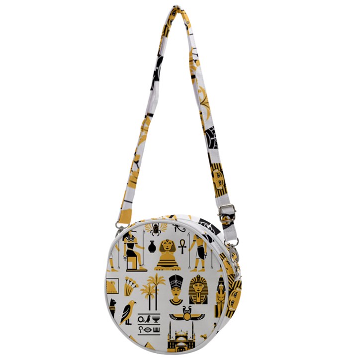 Egypt-symbols-decorative-icons-set Crossbody Circle Bag