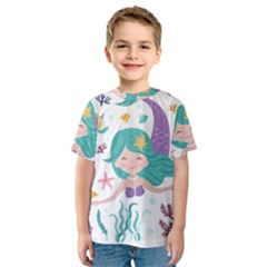 Set-cute-mermaid-seaweeds-marine-inhabitants Kids  Sport Mesh Tee