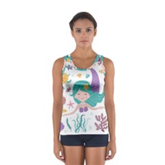 Set-cute-mermaid-seaweeds-marine-inhabitants Sport Tank Top 