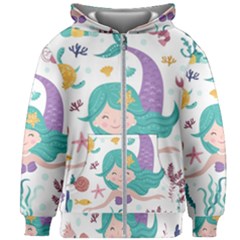 Set-cute-mermaid-seaweeds-marine-inhabitants Kids  Zipper Hoodie Without Drawstring by Jancukart