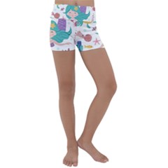 Set-cute-mermaid-seaweeds-marine-inhabitants Kids  Lightweight Velour Yoga Shorts