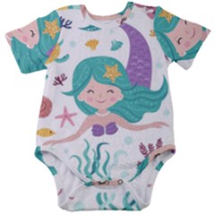 Set-cute-mermaid-seaweeds-marine-inhabitants Baby Short Sleeve Onesie Bodysuit by Jancukart