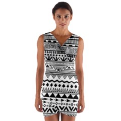 Boho-style-pattern Wrap Front Bodycon Dress