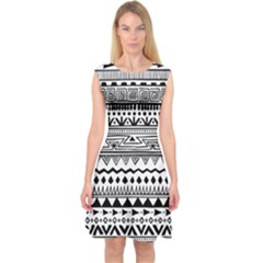 Boho-style-pattern Capsleeve Midi Dress