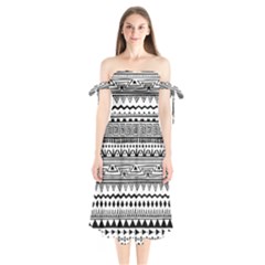 Boho-style-pattern Shoulder Tie Bardot Midi Dress by Jancukart