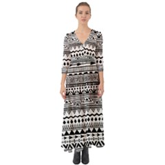 Boho-style-pattern Button Up Boho Maxi Dress