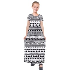 Boho-style-pattern Kids  Short Sleeve Maxi Dress