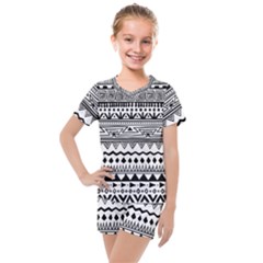 Boho-style-pattern Kids  Mesh Tee And Shorts Set