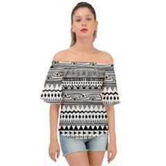 Boho-style-pattern Off Shoulder Short Sleeve Top