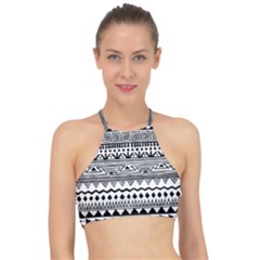 Boho-style-pattern Racer Front Bikini Top by Jancukart