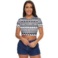 Boho-style-pattern Side Button Cropped Tee by Jancukart