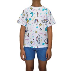 Unicorns-rainbows-seamless-pattern Kids  Short Sleeve Swimwear