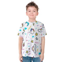 Unicorns-rainbows-seamless-pattern Kids  Cotton Tee