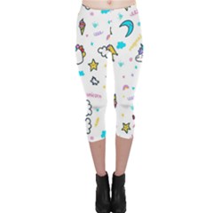 Unicorns-rainbows-seamless-pattern Capri Leggings 