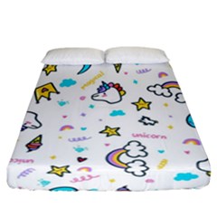 Unicorns-rainbows-seamless-pattern Fitted Sheet (california King Size)