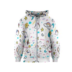 Unicorns-rainbows-seamless-pattern Kids  Zipper Hoodie