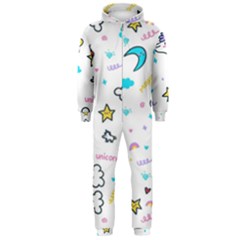 Unicorns-rainbows-seamless-pattern Hooded Jumpsuit (men)