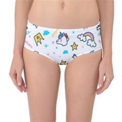 Unicorns-rainbows-seamless-pattern Mid-waist Bikini Bottoms