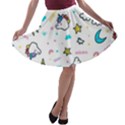 Unicorns-rainbows-seamless-pattern A-line Skater Skirt View1