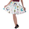 Unicorns-rainbows-seamless-pattern A-line Skater Skirt View2