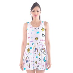 Unicorns-rainbows-seamless-pattern Scoop Neck Skater Dress